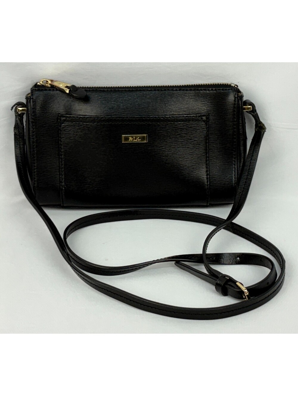 Lauren Ralph Lauren Pebbled Black Leather Shoulder Bag